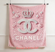 Chanel Pink Crown Floral Flannel Throw Blanket IMG_7129